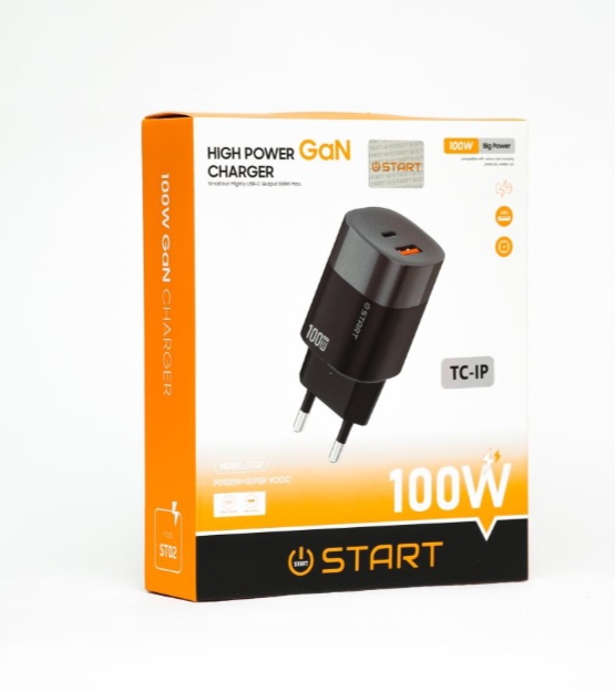 رأس شاحن سريع START ST-02 بقوة 100 واط بتقنية GaN