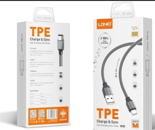 كابل شحن سريع لدنيو LDNIO LS441 بقوة 2.4A بطول 1 متر