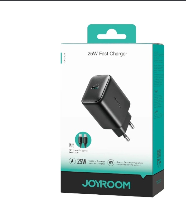 طقم شاحن سريع 25 واط من JOYROOM مع كابل Type-C إلى Type-C