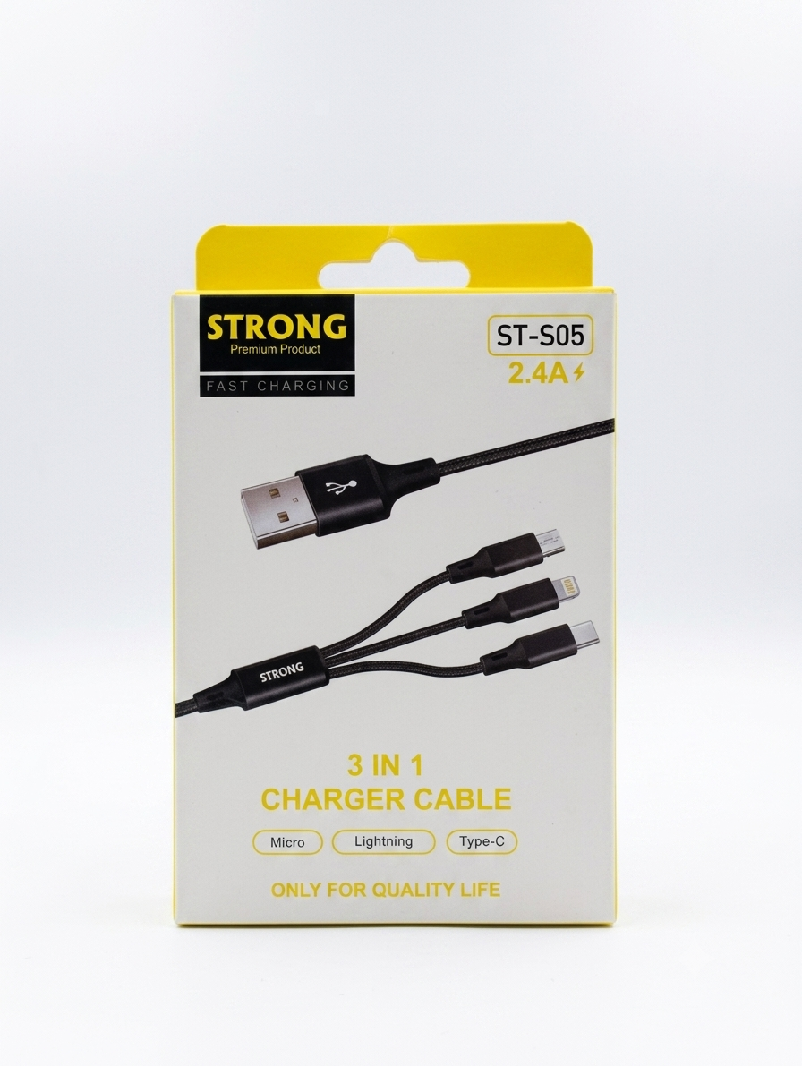 كابل شحن 3 في 1 (Micro/Lightning/Type-C) من STRONG موديل ST-S05