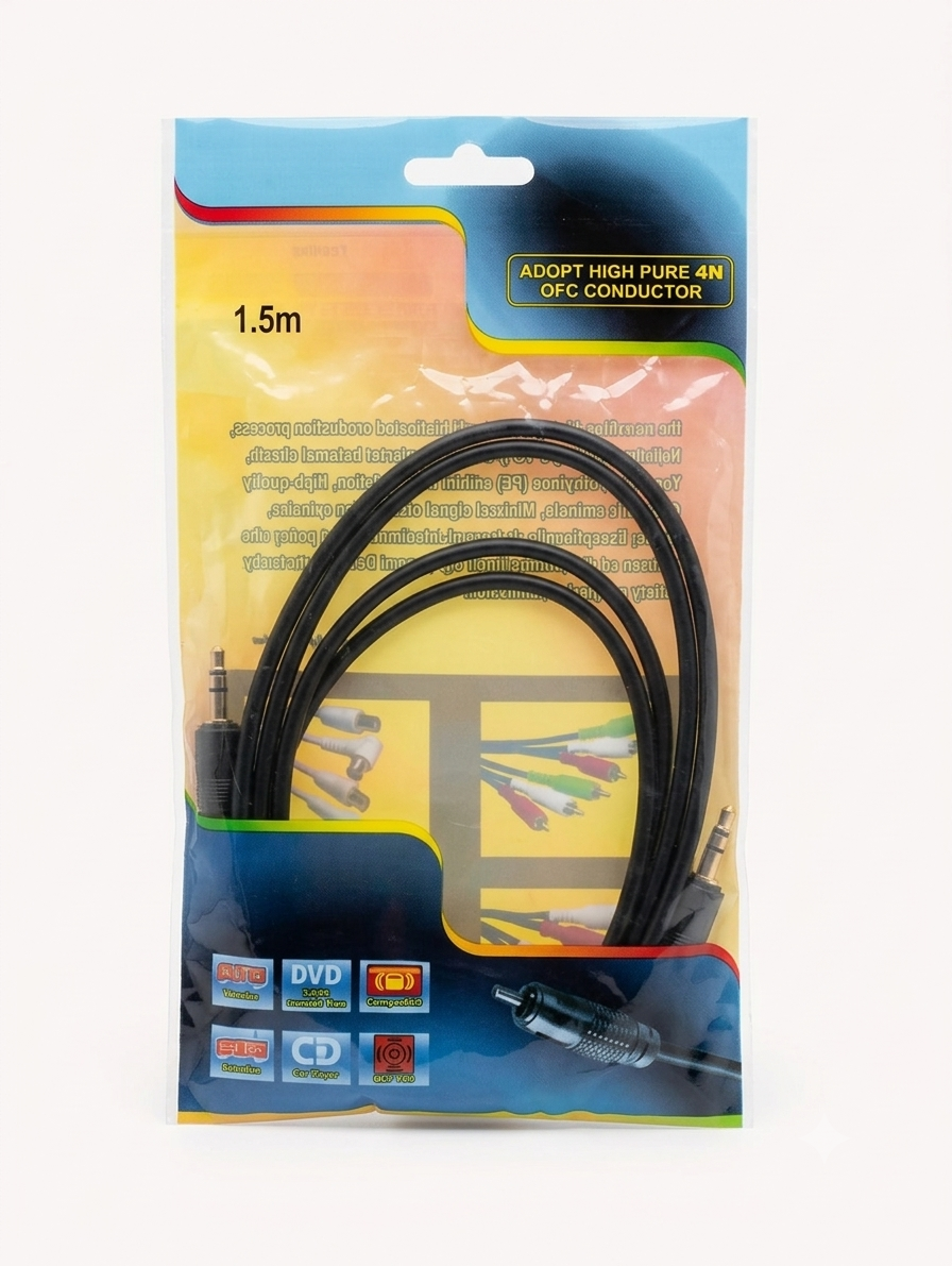 كابل صوت (Audio Cable) بطول 1.5 متر مع موصل نحاسي نقي (OFC)