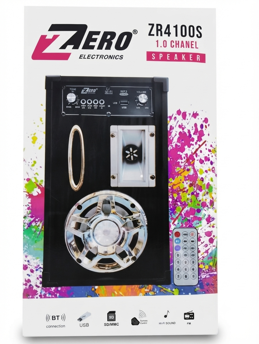 مكبر صوت Zero Electronics موديل ZR4100S - نظام 1.0 قناة مع بلوتوث وريموت كنترول
