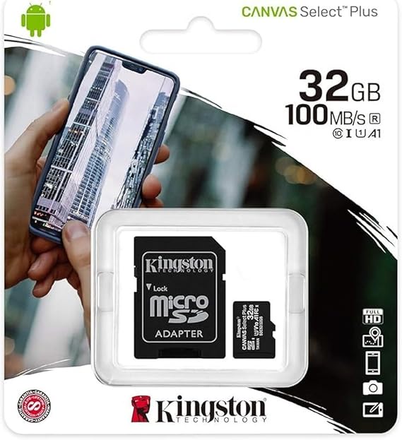 بطاقة ذاكرة كينجستون Kingston Canvas Select Plus MicroSD سعة 32 جيجابايت - سرعة 100 ميجابايت/ثانية
