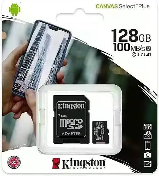 بطاقة ذاكرة كينجستون Kingston Canvas Select Plus MicroSD سعة 128 جيجابايت - سرعة 100 ميجابايت/ثانية
