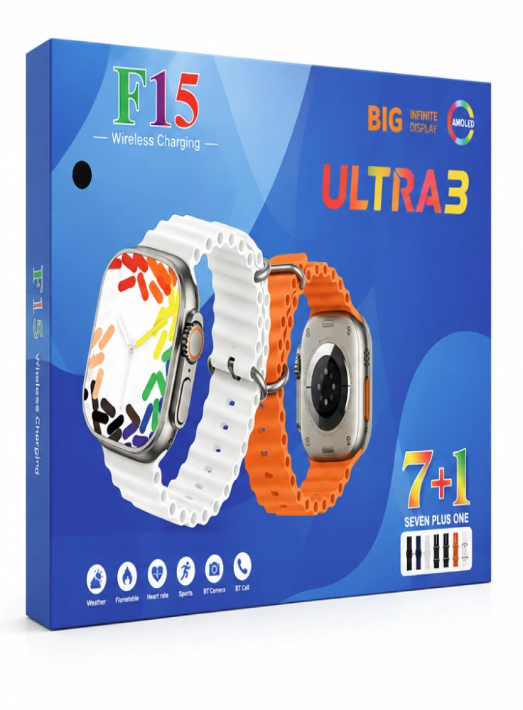 ساعة ذكية F15 Ultra3 رياضية مع أساور متعددة تناسب جميع الأذواق