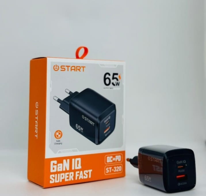 شاحن سريع Start ST-320 بتقنية GaN بقوة 65 واط للهواتف واللابتوب