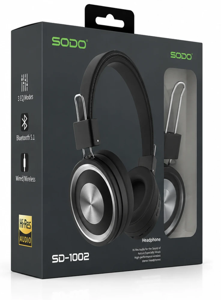 سماعة رأس بلوتوث SODO SD-1002 بمضخم صوت قوي