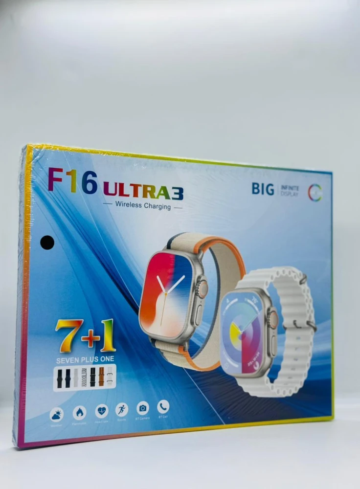 ساعة ذكية F16 Ultra 3 مع مجموعة استرابات متنوعة 7+1